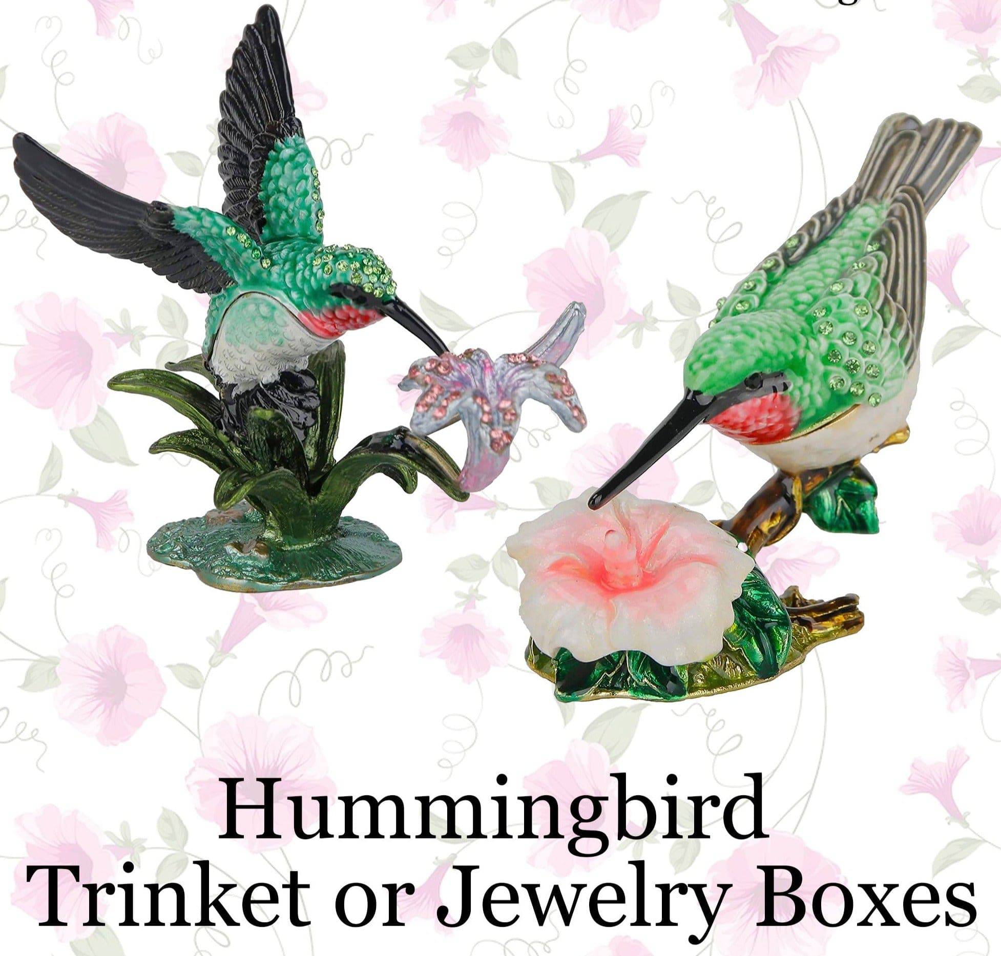 Two different style Hummingbird trinket boxes or jewelry boxes