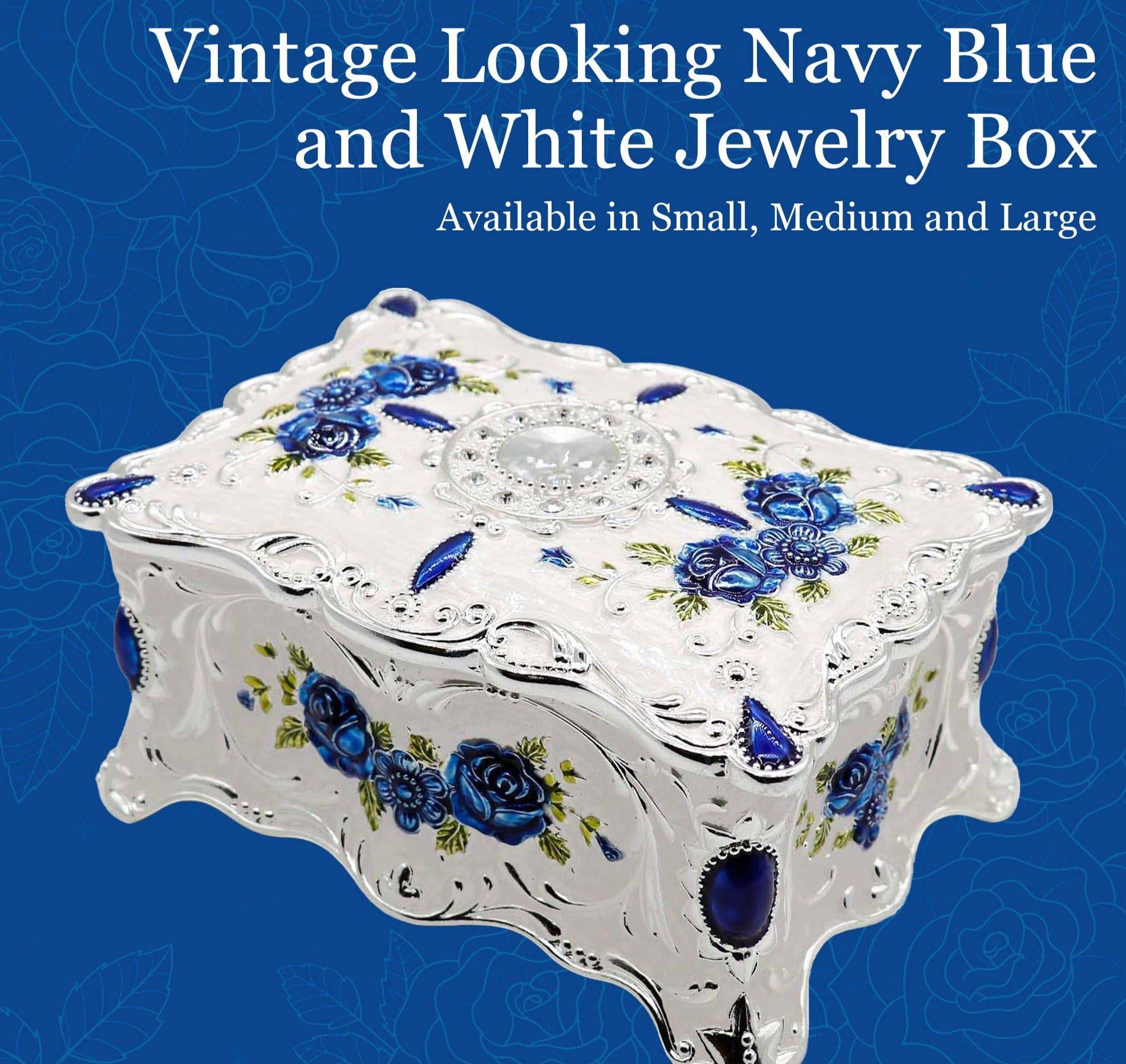 Hand Crafted Blue and White Floral Jewelry Box ~ wooden box ~ Bling & things Kim Amazon.com: EHERDM Ceramic Jewelry Box with Wood Lid Blue  main image 2