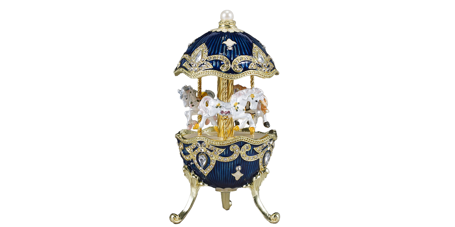 Crown Heritage Collectibles Royal Navy Carousel Horse Music Box, Handmade Home Decoration with White Horses - Crown Heritage Collectibles 